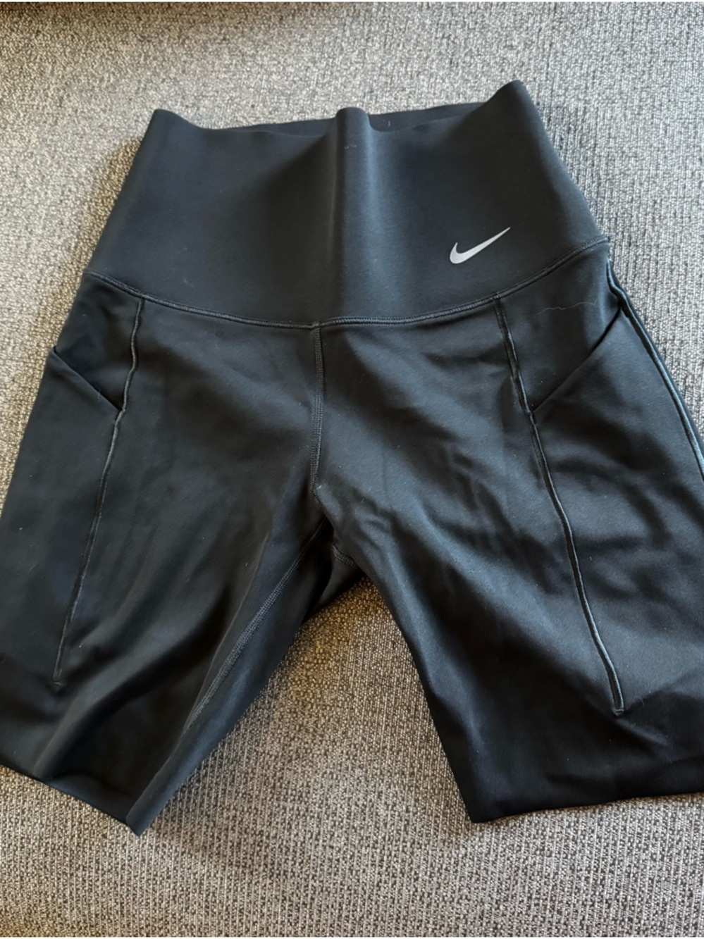 Nike Black High-Rise Bike Shorts with Reflective Swoosh